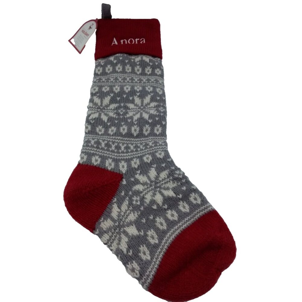 Pottery Barn Kids Anora Natural Fair Isle Wool Christmas Stocking Holiday Xmas
